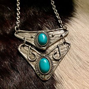 Sexy Reconstituted Turquoise Necklace Southwestern / Bohemian
